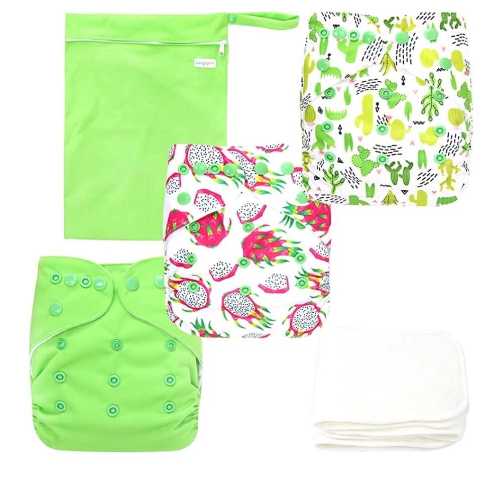 NWOT 7 Langsprit Reusable Plant Print Cloth Diaper